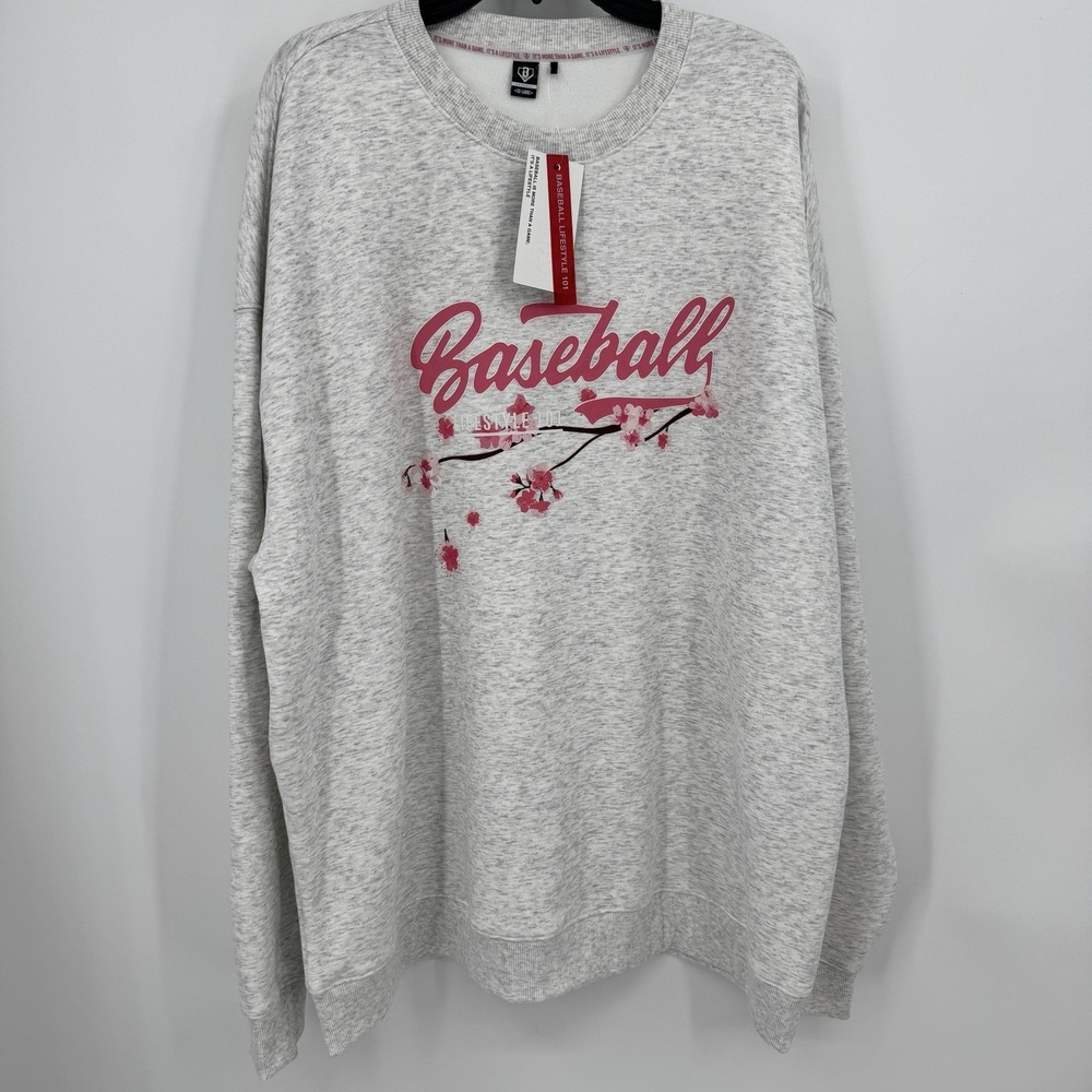 Baseball Lifestyle 101 BL101 Mens Cherry Blossom Crew Neck Fleece Sweatshirt 2XL